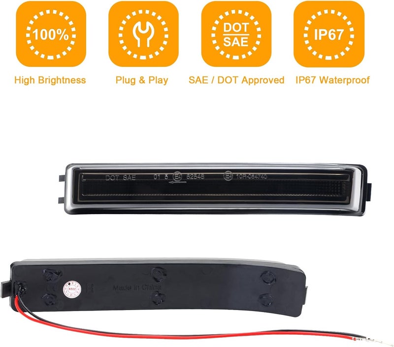 Aexploer Side View Mirror Turn Signal Lights Clear LED Assembly F150 2009 2010 2011 2012 2013 2014/for Mark LT 2013 2014 for Raptor 2010-2014 Blink Turn Marker Lamp (A,Smoked Lens White Light) - Image 5